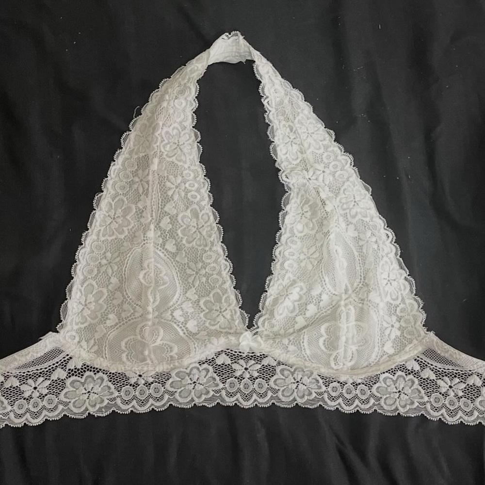 White & Black Lace Halter Bralette